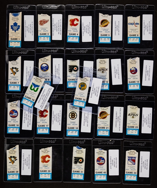 Edmonton Oilers 1983-84 Ticket Stub Collection of 22 – Gretzky 21 Goals/36 Assists/57 Points! – With Messier’s and Kurri’s 300th Point Stubs