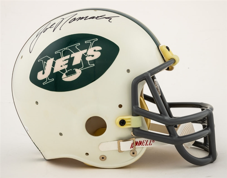 Joe Namath Signed New York Jets Full-Size Riddell "Throwback" Helmet with Display Case - JSA Authenticated
