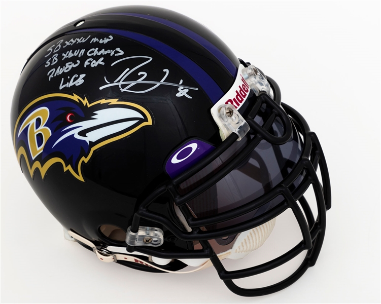 Ray Lewis Signed Limited-Edition Baltimore Ravens Full-Size Riddell Helmet #40/52 with COA and Display Case - Numerous Annotations