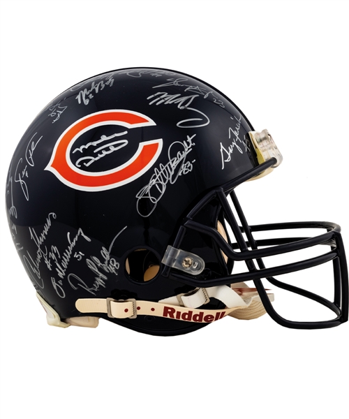 Chicago Bears 1985 Super Bowl Champions Team-Signed Full-Size Riddell Helmet with Display Case - Schwartz Sports Authenticated