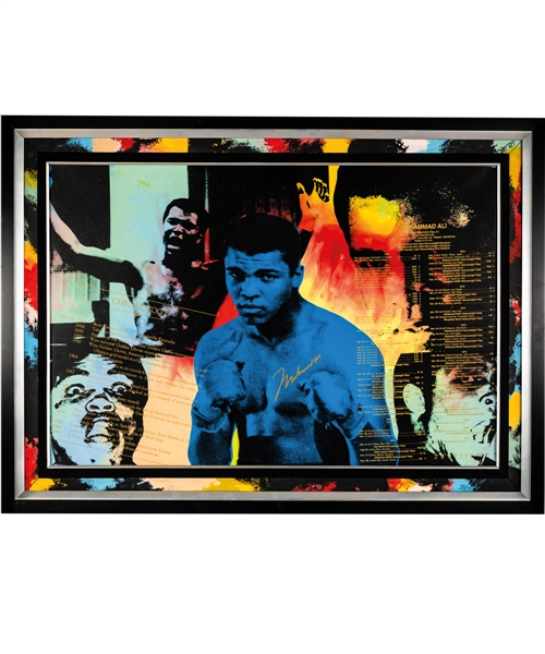 Muhammad Ali “The Greatest” Signed Limited-Edition Steve Kaufman Hand Embellished Framed Print on Canvas #85/99 with JSA LOA and Art Gallery COA (40” x 54 ½”)