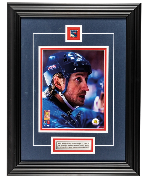 Wayne Gretzky New York Rangers Signed Limited-Edition "2857 Points" Framed Display #99/299 with WGA COA (16" x 21")
