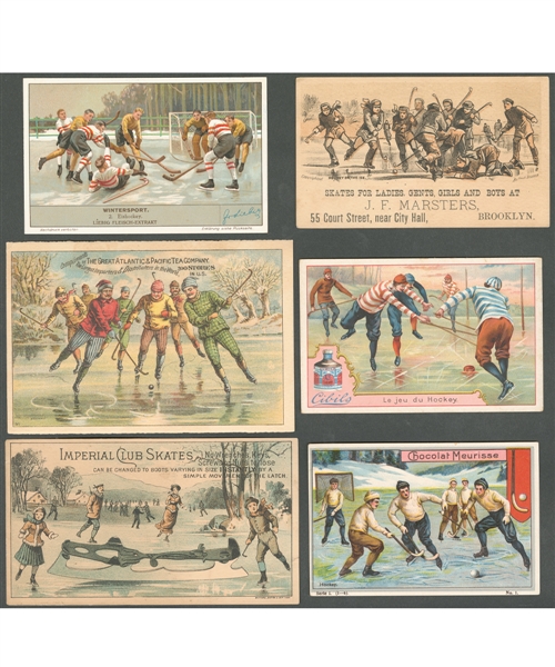 1870s/1890s Antique Hockey and Ice Polo Trade Card / Greeting Card Collection of 30