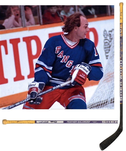 Guy Lafleurs Circa Late-1980s New York Rangers Signed Sher-Wood 7000 Game-Used Stick 