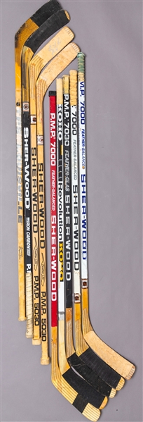 Los Angeles Kings Early-1990s Game-Used Stick Collection of 9 including Taylor, Sandstrom and Krushelnyski 