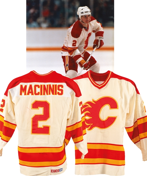 Al MacInnis 1984-85 Calgary Flames Game-Worn Jersey with LOA - Photo-Matched! 