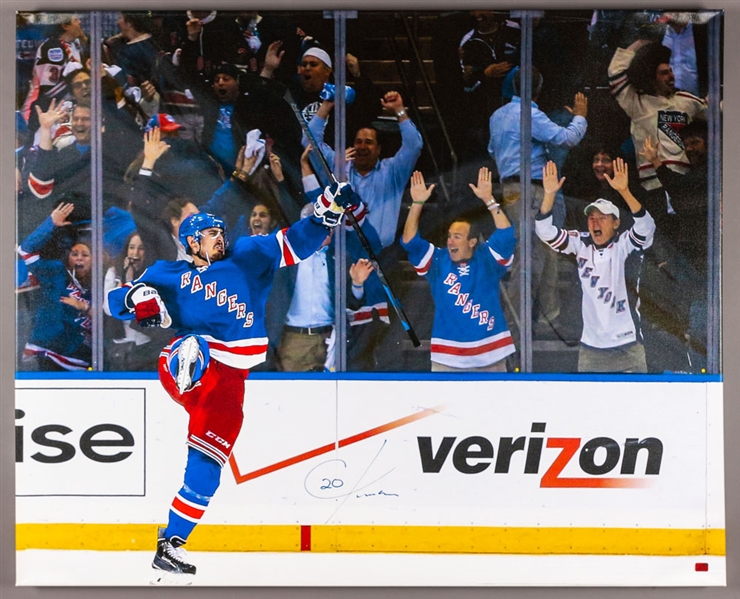 Chris Kreider New York Rangers Signed “Celebration” Canvas (39” x 48”) and Signed 16” x 20” Photo with COAs