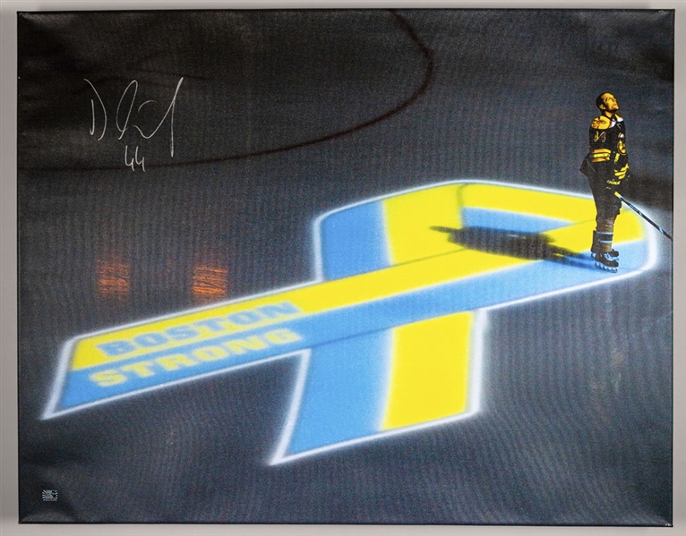 Dennis Seidenberg Boston Bruins Signed Boston Strong Canvas (30” x 38”) and Signed 16” x 20” Photo with COAs