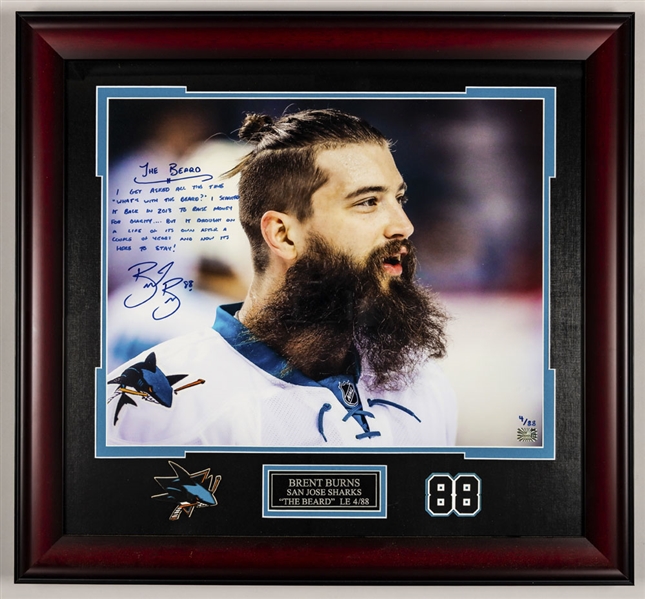 Brent Burns San Jose Sharks The Beard Explained” Signed Limited-Edition #4/88 Framed Display (25 ½” x 27 ½”) with COA 