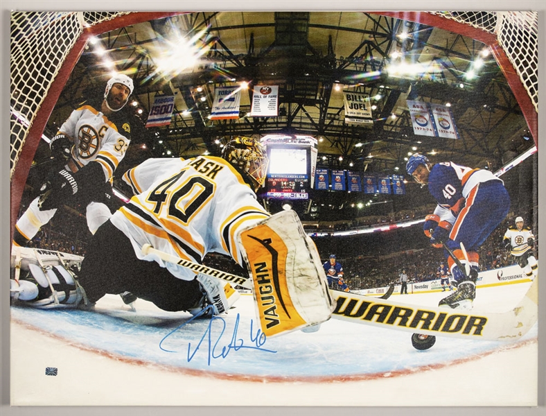 Tuukka Rask Boston Bruins Signed Net Cam Canvas (30” x 39 ½”) Plus Signed 16” x 20” Photo with COAs