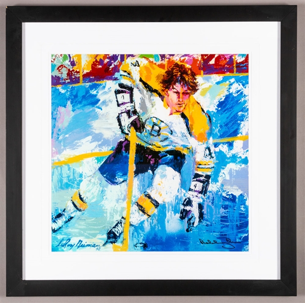 Bobby Orr Boston Bruins LeRoy Neiman Framed Poster (29” x 29”) Plus McFarlane Factory Prototype Figurine and Boxed McFarlane Figurine 