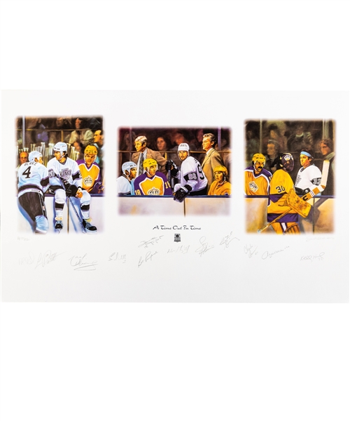 Los Angeles Kings A Time Out of Time Limited-Edition Lithograph AP #10/102 Signed by 12 Including Gretzky, Robitaille, Blake, Taylor and Vachon with COA Plus Blake/Robinson Dual-Signed Lithograph 