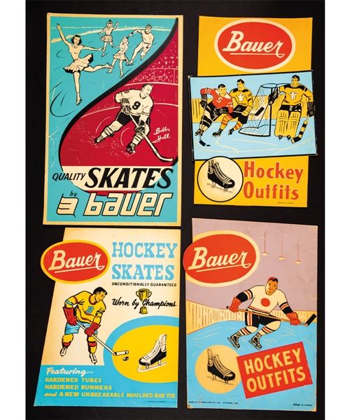 Vintage 1960s/1970s Bauer Hockey and Skating Adverting Sign / Store Display Collection of 15 Plus Promo Items (16)