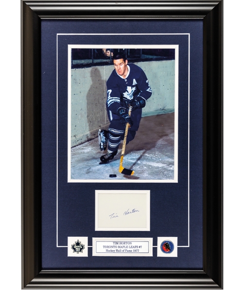 Deceased HOFer Tim Horton Toronto Maple Leafs Signed Cut Framed Display with LOA (14 ½” x 21”)