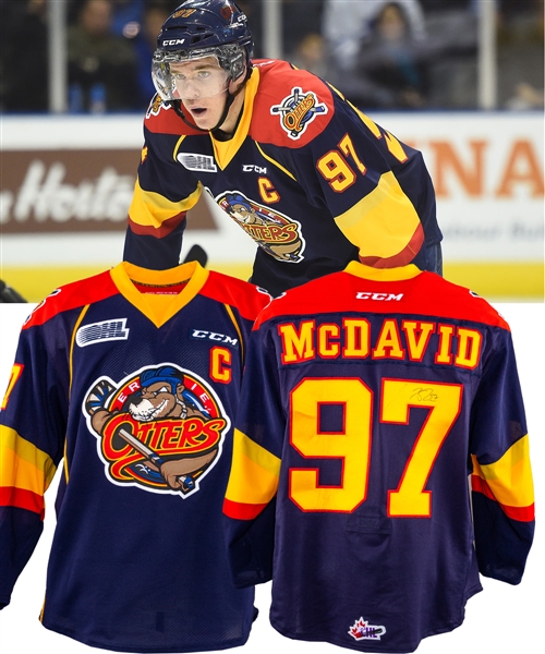 Connor McDavids April 28th 2015 OHL Erie Otters Western Conference Finals Game #4 Signed Game-Worn Captains Jersey with Team LOA - 4-Point Game! - Photo-Matched!  