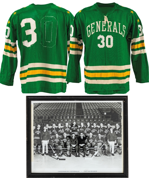 Circa 1967-68 EHL Greensboro Generals Game-Worn Jersey with Framed Team Photo
