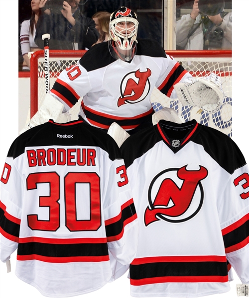 Martin Brodeurs 2013-14 New Jersey Devils Game-Issued Jersey with LOA – Final Season in New Jersey! 