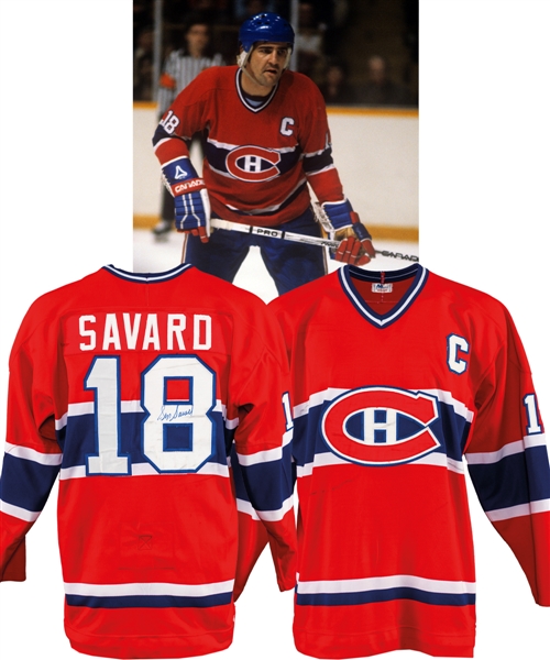 Serge Savards 1980-81 Montreal Canadiens Signed Game-Issued Captains Jersey with LOA