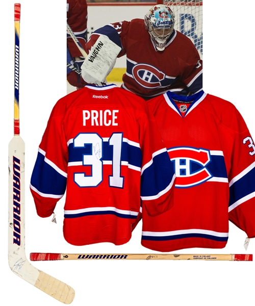 Carey Prices 2010 Montreal Canadiens Signed Warrior Game-Used Stick Plus Signed Reebok Pro Jersey