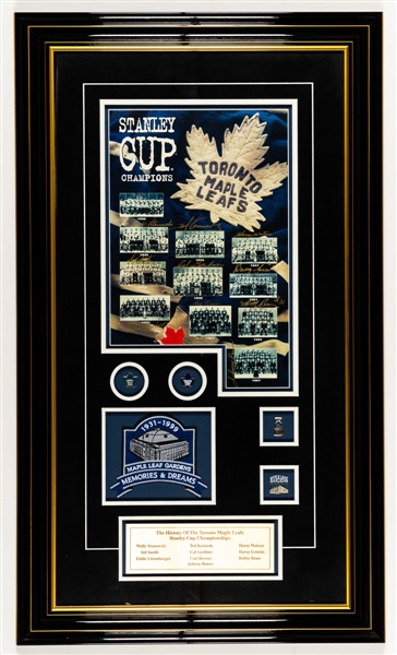 History of the Toronto Maple Leafs Stanley Cup Championships Multi-Signed Framed Display Including Signatures of Kennedy, Bower and Watson