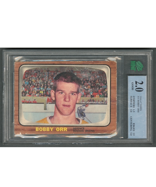 1966-67 Topps Hockey Card #35 HOFer Bobby Orr Rookie - MNT-Graded GOOD 2