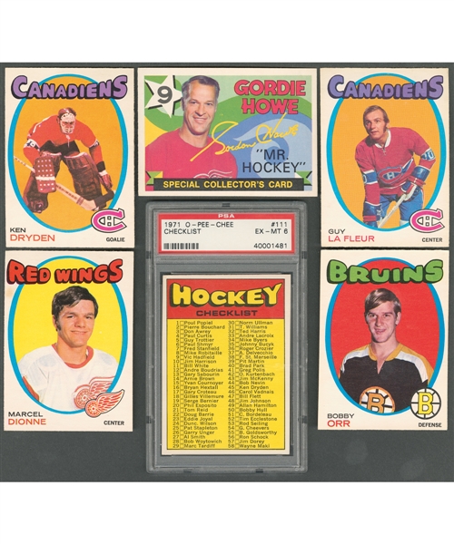 1971-72 O-Pee-Chee Hockey Complete 264-Card Set with Checklist #111 Graded PSA 6