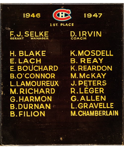 Montreal Canadiens 1946-47 Montreal Forum Dressing Room Team Plaque (13" x 15")