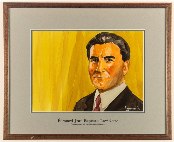 Jack Laviolette 1909-11 Montreal Canadiens Head Coach Original Michel Lapensee Painting Framed Display from the Montreal Forum (19" x 23")