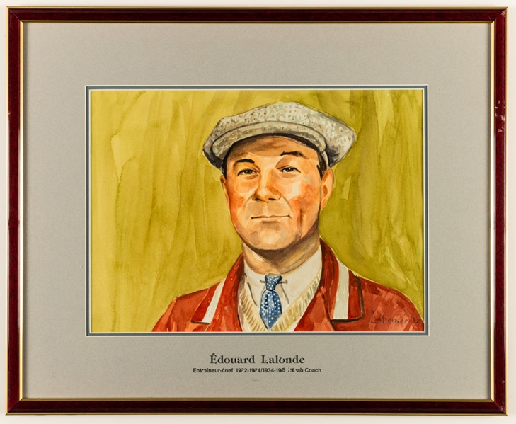 Newsy Lalonde 1932-34/1934-35 Montreal Canadiens Head Coach Original Michel Lapensee Painting Framed Display from the Montreal Forum (19" x 23")