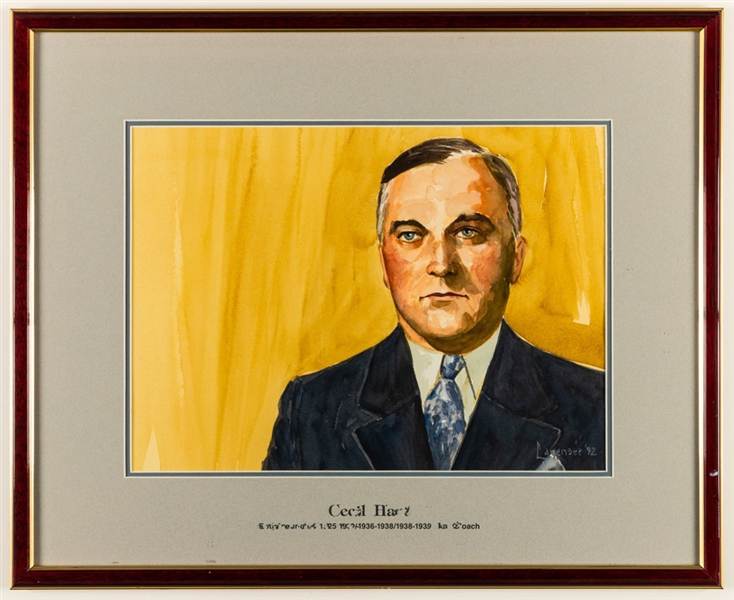 Cecil Hart 1925-32/1936-38/1938-39 Montreal Canadiens Head Coach Original Michel Lapensee Painting Framed Display from the Montreal Forum (19" x 23") 