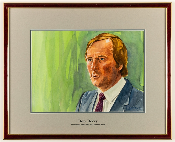 Bob Berry 1981-84 Montreal Canadiens Head Coach Original Michel Lapensee Painting Framed Display from the Montreal Forum (19" x 23")