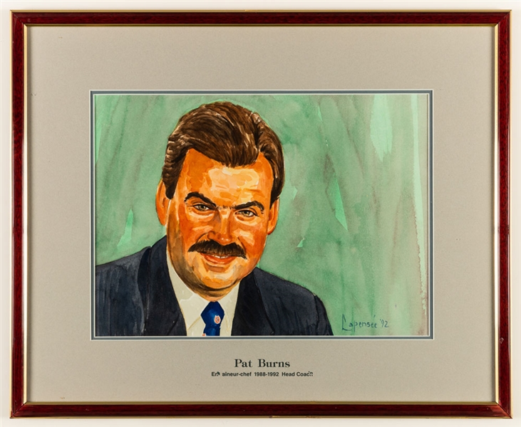 Pat Burns 1988-92 Montreal Canadiens Head Coach Original Michel Lapensee Painting Framed Display from the Montreal Forum (19" x 23")