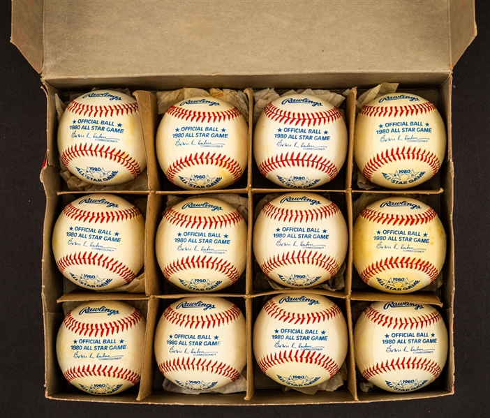 1980 MLB All-Star Game Official Rawlings Baseball in Box (12) - Dodger Stadium