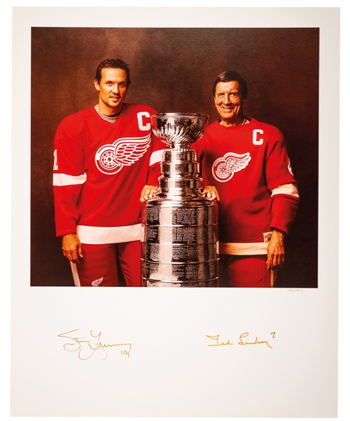 Ted Lindsay and Steve Yzerman Detroit Red Wings “Stanley Cup Captains” Signed Print with LOA – Proceeds to Benefit the Ted Lindsay Foundation (16” x 20”) 