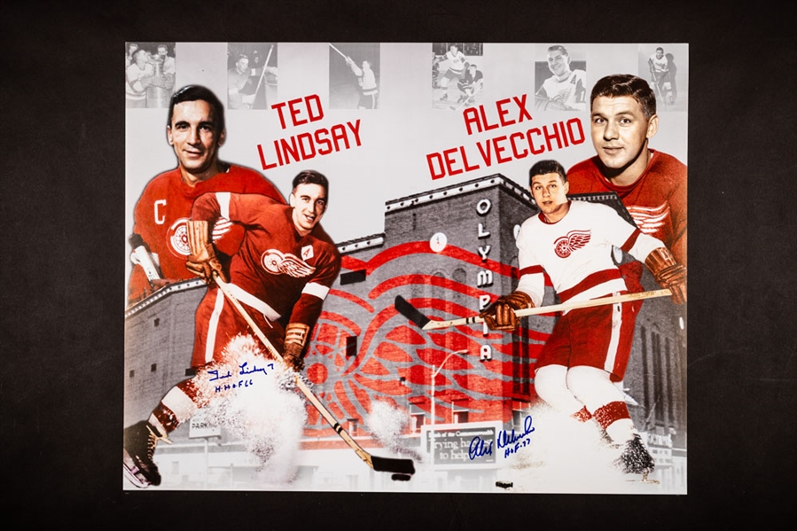 Ted Lindsay and Alex Delvecchio Detroit Red Wings “Motor City’s Finest” Signed Print with LOA – Proceeds to Benefit the Ted Lindsay Foundation (16” x 20”)