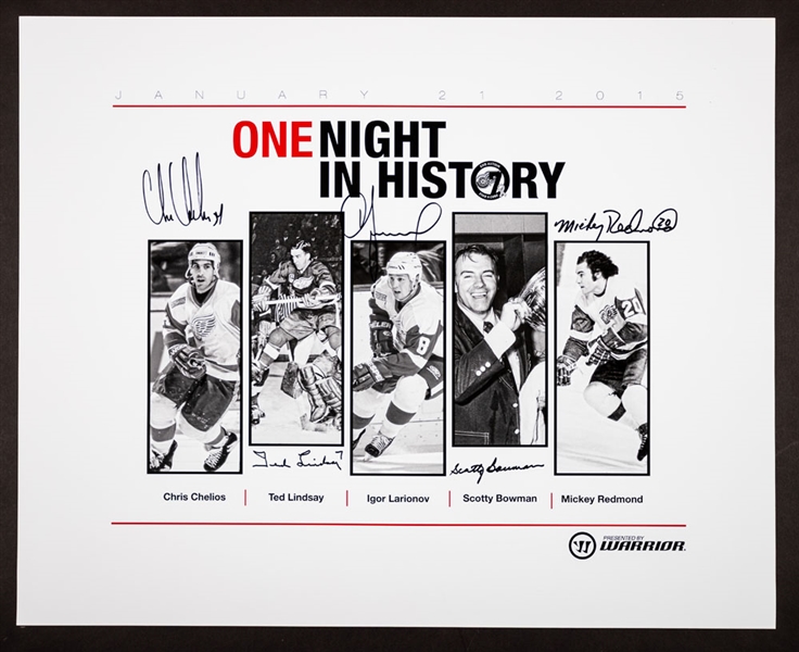 2015 Detroit Red Wings “One Night in History” Multi-Signed Print with Ted Lindsay, Chris Chelios, Igor Larionov and Others - LOA - Proceeds to Benefit the Ted Lindsay Foundation (16” x 20”) 