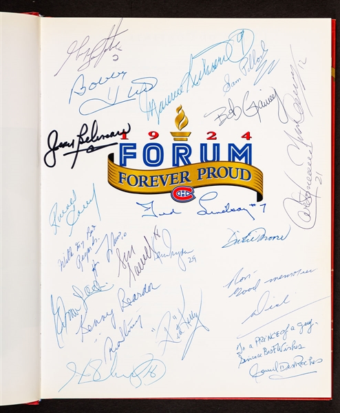 Montreal Canadiens Multi-Signed Book Collection of 2 Featuring 18 HOFers Including Beliveau, Dryden, Lafleur and Henri Richard 
