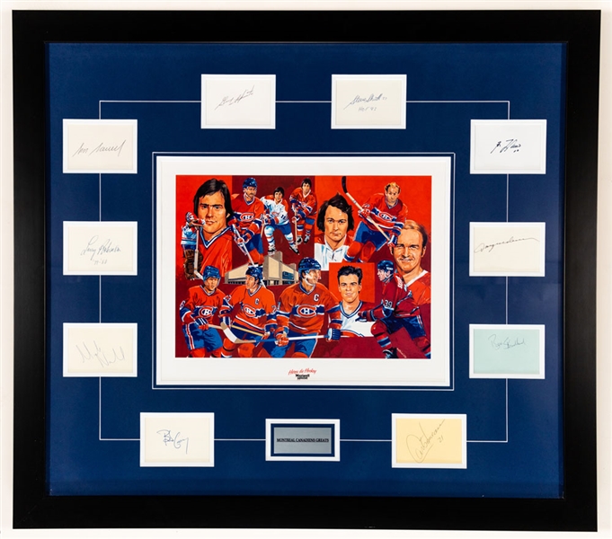 Montreal Canadiens Greats Autographed Framed Montage with 7 HOFers (32" x 36")