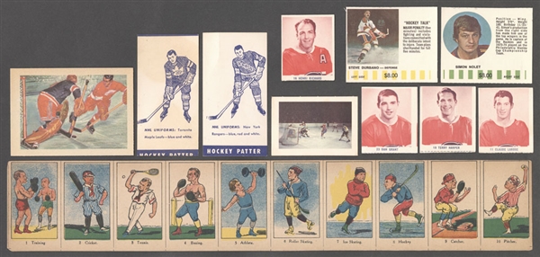 Hockey Premium Card Collection Including 1919 Mayfair Novelty W542 Strip, 1956 Adventure Gordie Howe Card, 1956-57 Hygrade Frankfurt Cards (2) and Assorted Other Cards