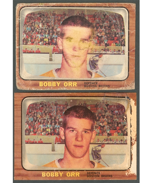 1966-67 Topps Hockey Card #35 HOFer Bobby Orr Rookie (2 Cards) - Both Deemed Altered by PSA