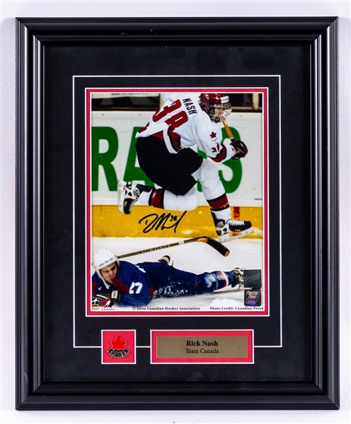 Rick Nash Signed Team Canada and Columbus Blue Jackets Framed Photo Display Collection of 3 with COAs