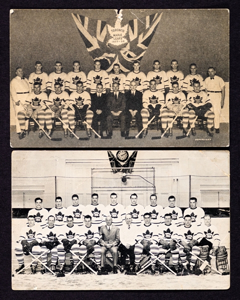 Toronto Maple Leafs 1937-38 Real Photo Postcard Plus 1946-47 Stanley Cup Champions Quaker Oats “Hockey Slogan Contest” Postcard 