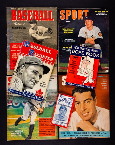 Vintage Baseball Collection Including 1940s Street & Smiths Yearbooks (5) 1940s/1950s "Sport" Magazines (30), 1938 and 1940 Sporting News Record Books, 1940 Whos Who in Baseball and More!