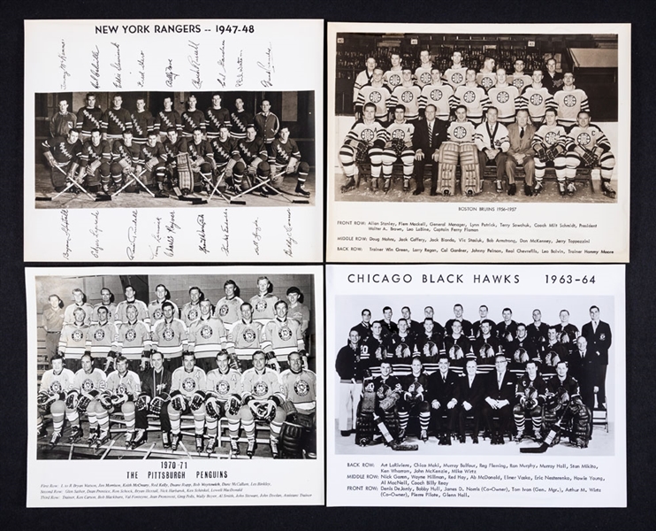 Vintage NHL & Other Leagues Team Photo Collection of 20+ Plus 1950s Cleveland Barons Picture Set (20 inc. Bower) and Mid-1960s Columbus Checkers Picture Set (15)