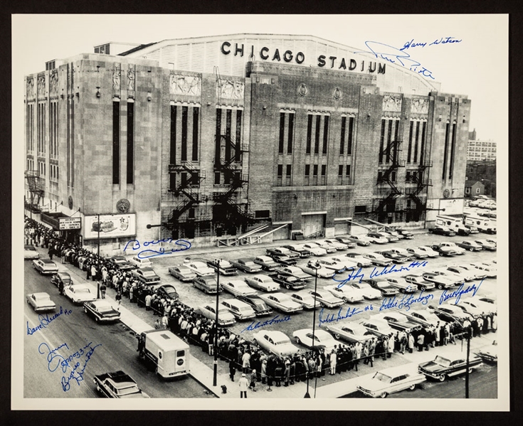 Chicago Stadium Photo Signed by 11 Former Chicago Black Hawks Players with LOA (16” x 20”) 