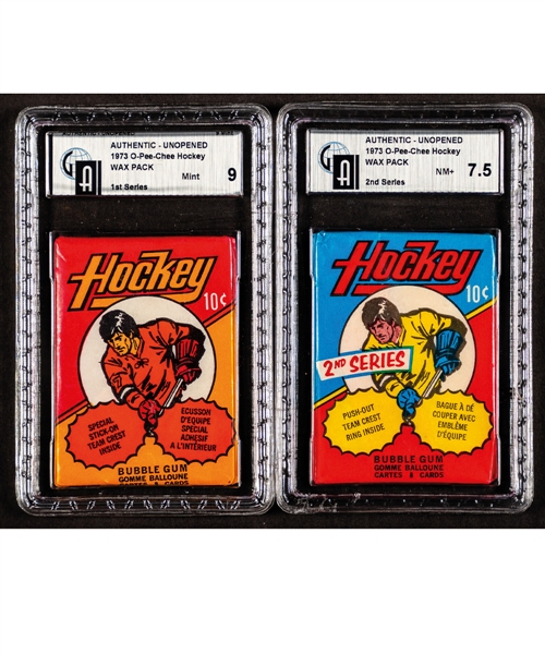 1973-74 O-Pee-Chee Hockey Unopened Wax Packs for 1st and 2nd Series (2) - Both GAI Certified