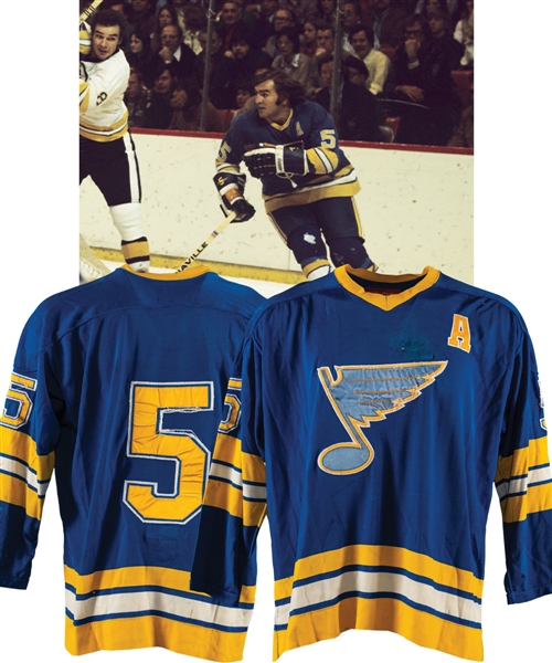 Bob Plagers 1977-78 St. Louis Blues Game-Worn Alternate Captains Jersey - Team Repairs!