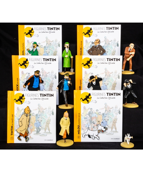 Comic Book Character Tintin Early-to-Mid-2010s Figurine Collection of 111 with Books and Passports from the “Official Collection Moulinsart”