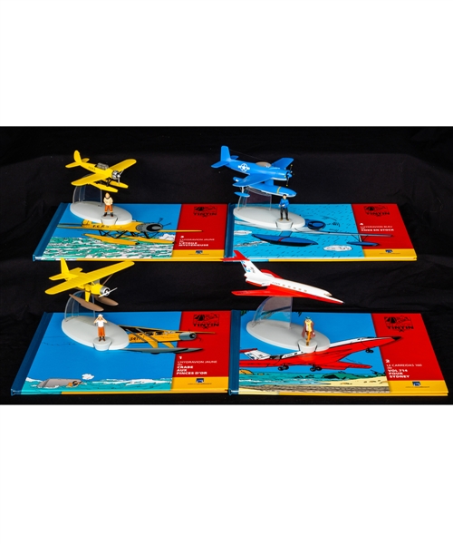 Comic Book Character Tintin Mid-2010s “En Avion Tintin” Die-Cast Airplane Collection of 50 with Books and Polyresin Figurines 