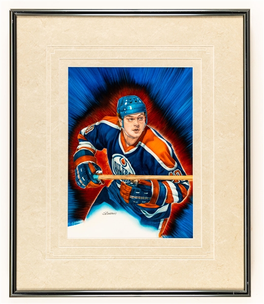 Esa Tikkanen Edmonton Oilers Framed Original 1991-92 Upper Deck Hockey Card Artwork by Steve Cusano (18 ½” x 22 ½”)